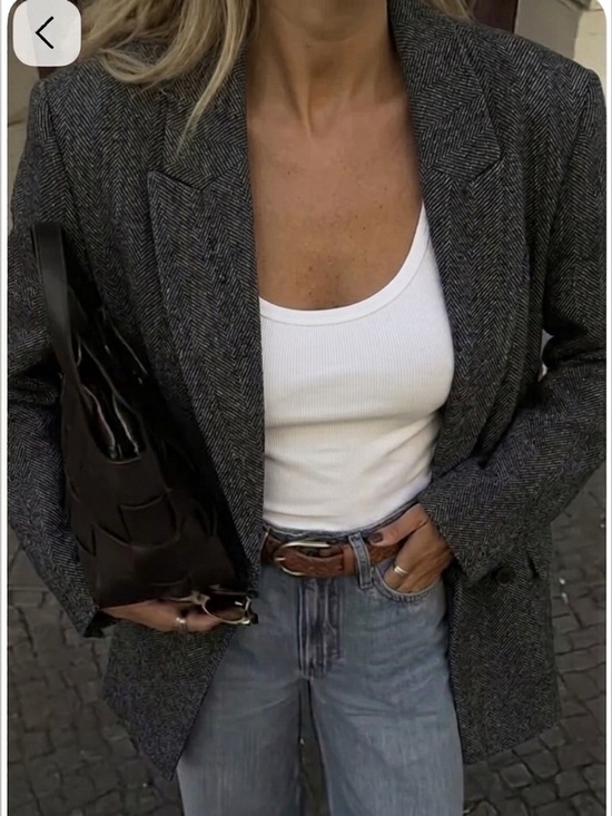 Zara Jackets & Blazers - ZARA NWT Herringbone Oversized Blazer Jacket Size Large Double Button Classic
